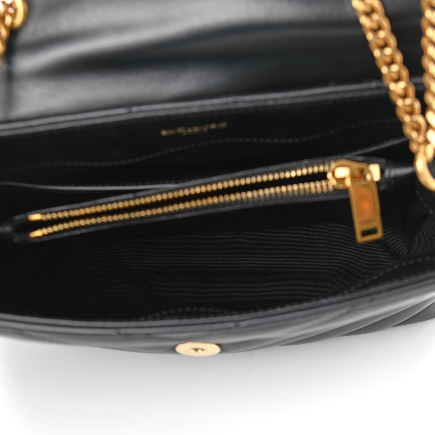 Calfskin Y Quilted Monogram Small Loulou Chain Satchel Black