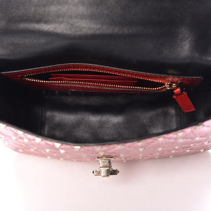 Valentino Garavani Metallic Wrinkled Lambskin Medium Rockstud Spike Shoulder Bag Lipstick 5 of 11