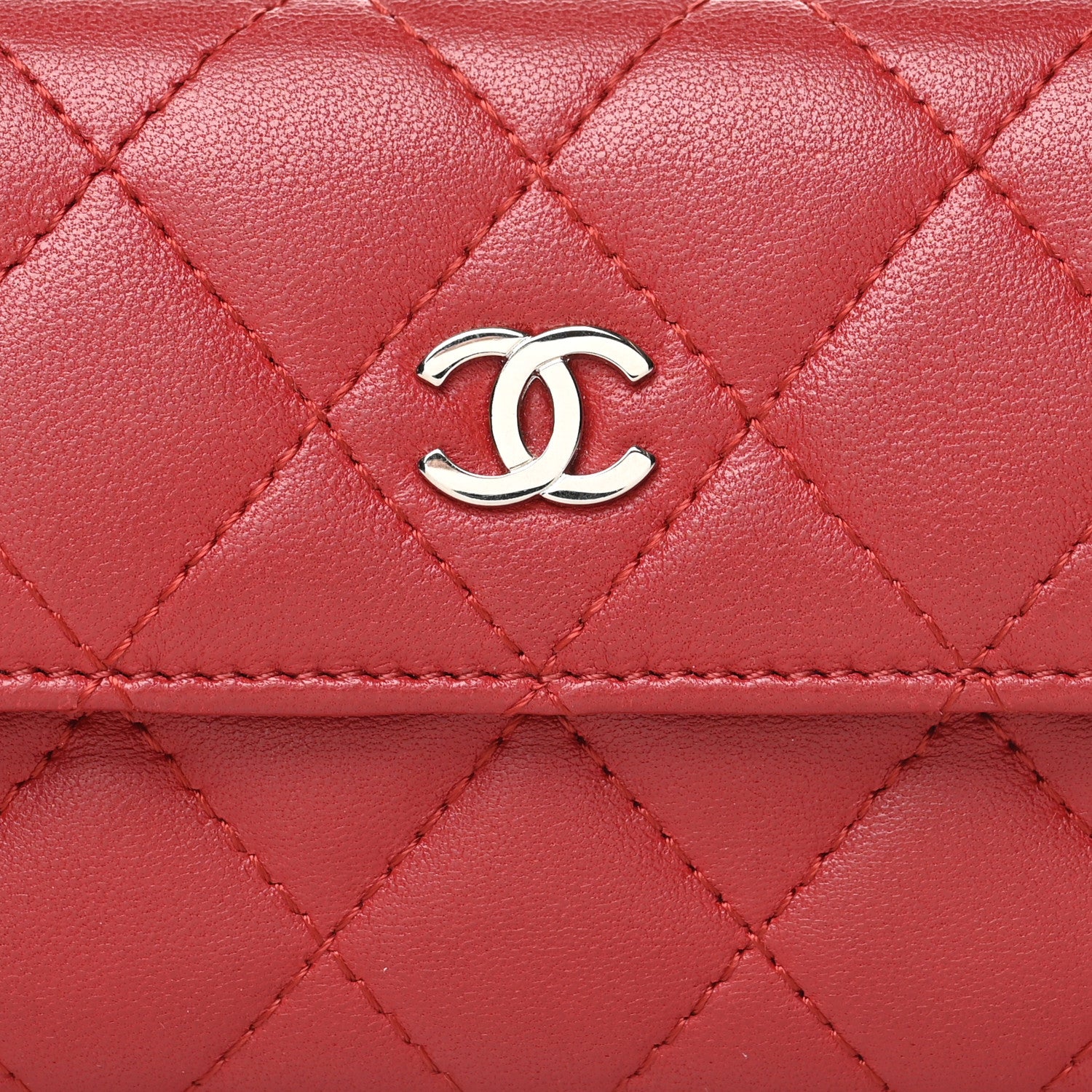 Chanel Lambskin Quilted Flap Card Holder Red 10 of 12