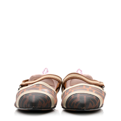 Fendi Technical Mesh FF Colibri Slingback Ballerina Flats 39 Tobacco Moro Camelia Beige Caramello 2 of 8