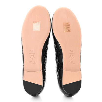 Christian Dior Calfskin Cannage Pearl Bow Ballet Flats 37.5 Black 6 of 9