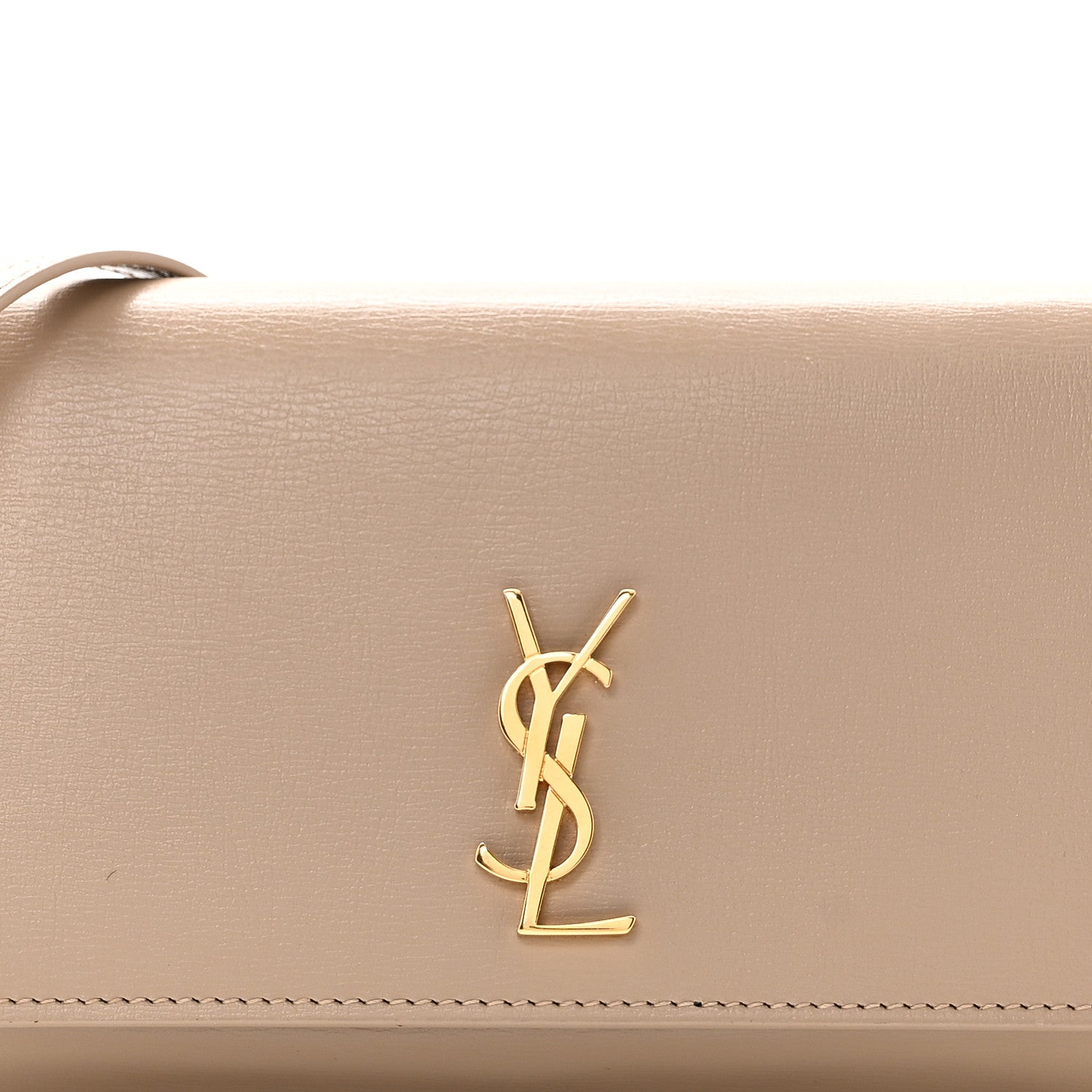 Saint Laurent Smooth Calfskin Monogram Phone Holder Crossbody Dark Beige 7 of 10