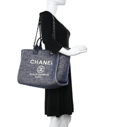 Chanel Mixed Fibers Calfskin Medium Deauville Tote Blue 2 of 11