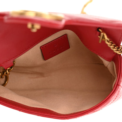 Gucci Calfskin Matelasse Super Mini GG Marmont Shoulder Bag Hibiscus Red 5 of 10