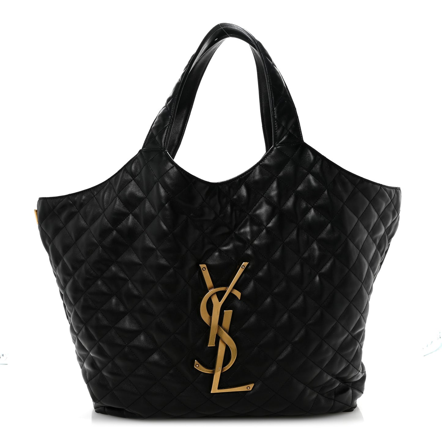 Lambskin Quilted Maxi Icare Shopping Tote Black
