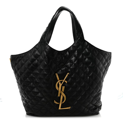 Saint Laurent Lambskin Quilted Maxi Icare Shopping Tote Black 1 of 16