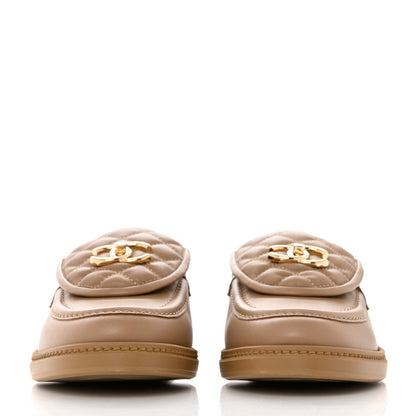 Chanel Lambskin Quilted CC Turnlock Loafers 40 Beige 2 of 9