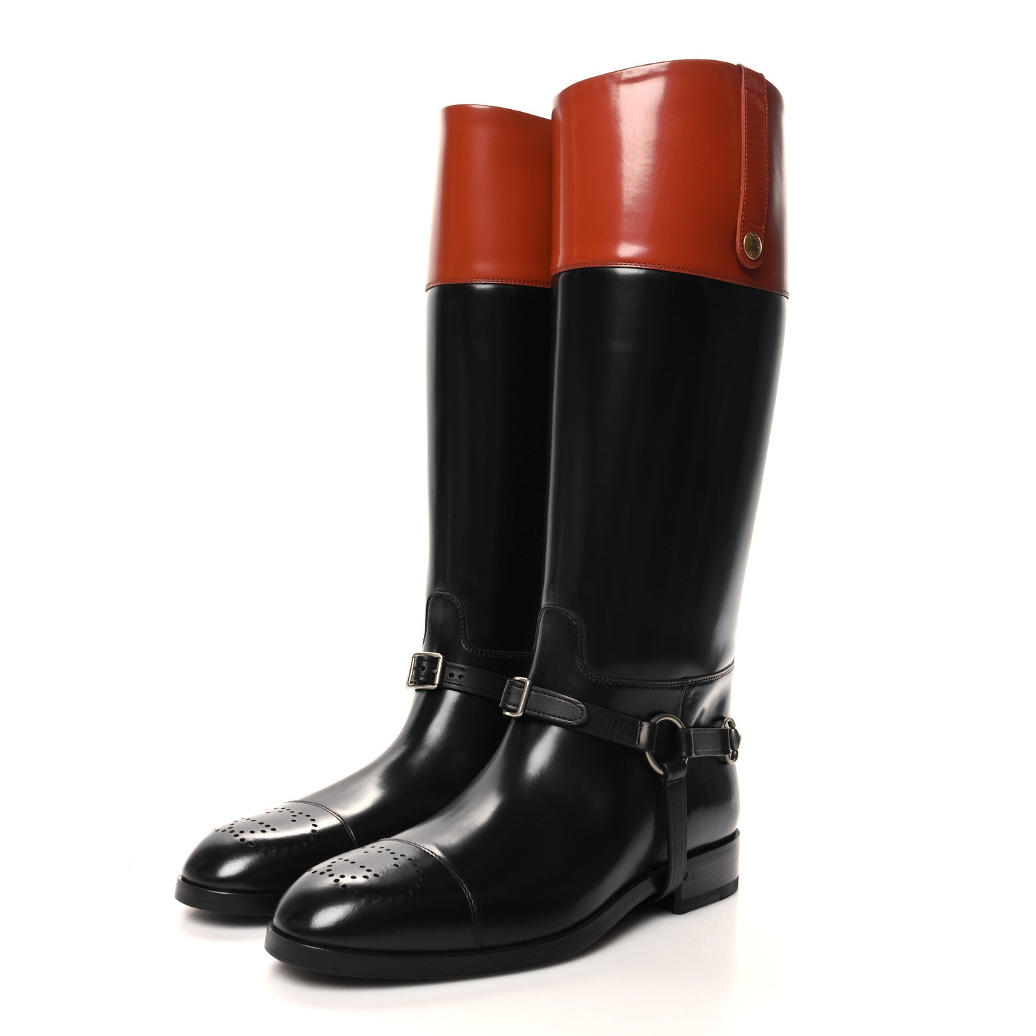 Gucci Cordovan Lux Mens Zelda Harness Riding Boots 10 Black Amber Honey 3 of 7