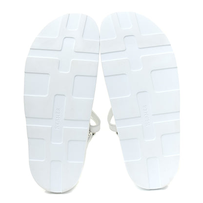 Hermes Calfskin Womens Enid Sandals 37 White 6 of 10