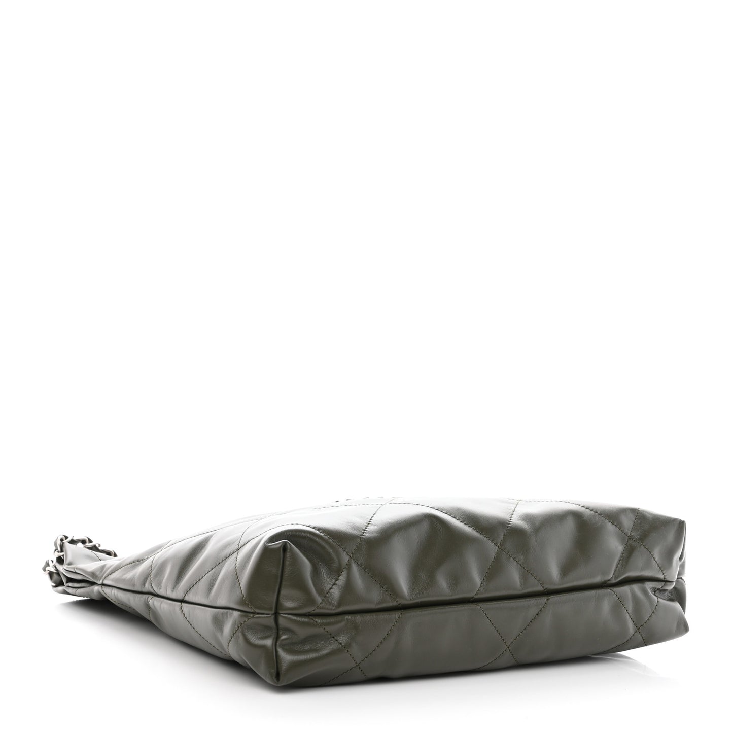 Shiny Calfskin Quilted Small Chanel 22 Khaki