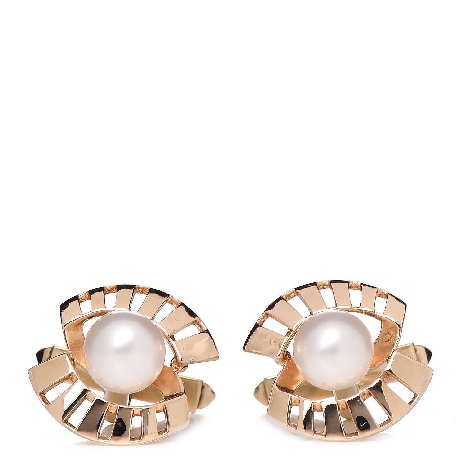 Mikimoto 14K Yellow Gold Akoya Pearl 7-7.5mm Cufflinks 1 of 3