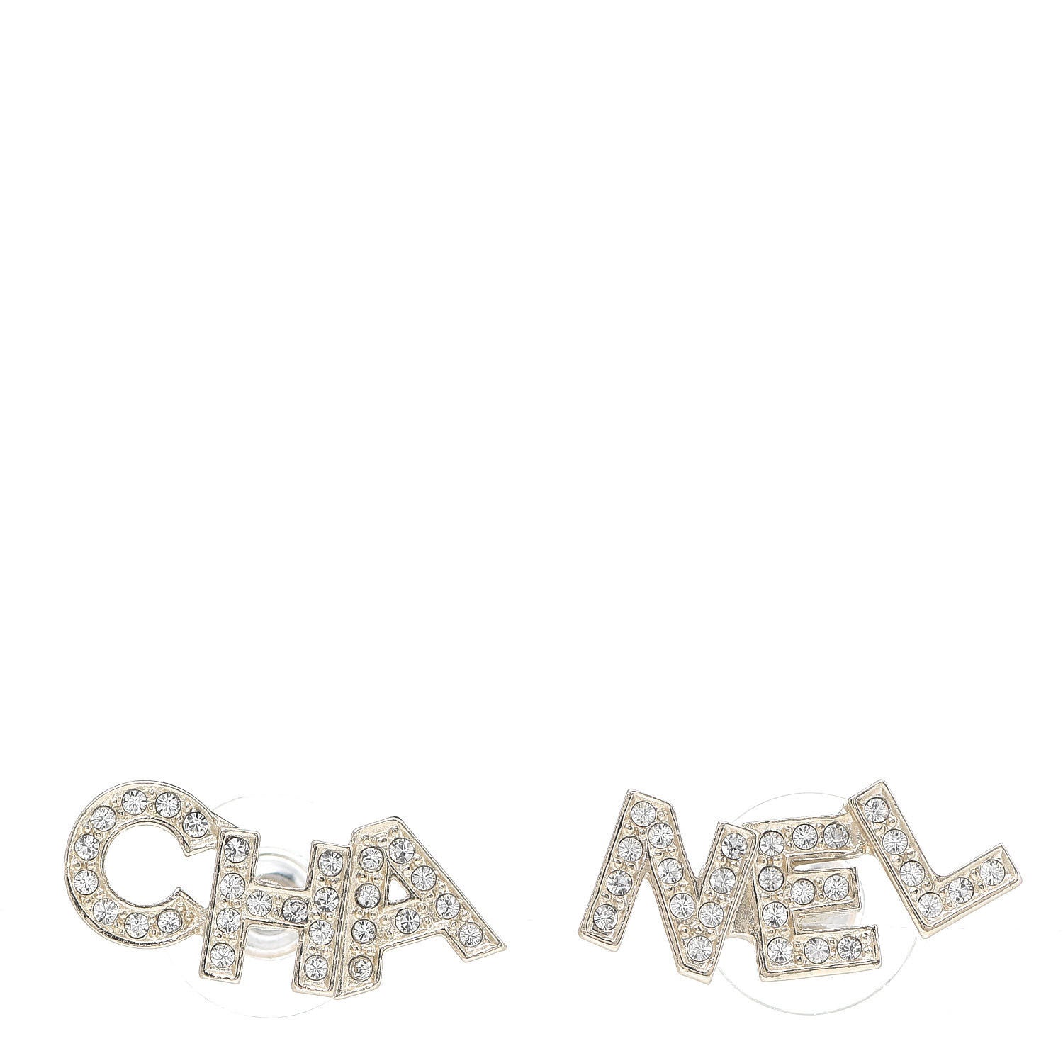 Chanel Crystal Pearl Signature Stud Earrings Gold 1 of 3