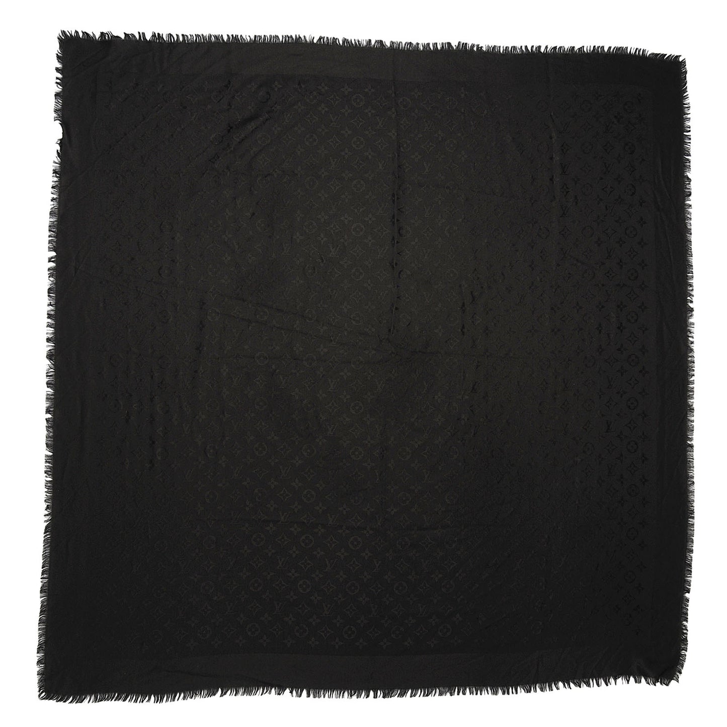 Silk Wool Monogram Shawl Black