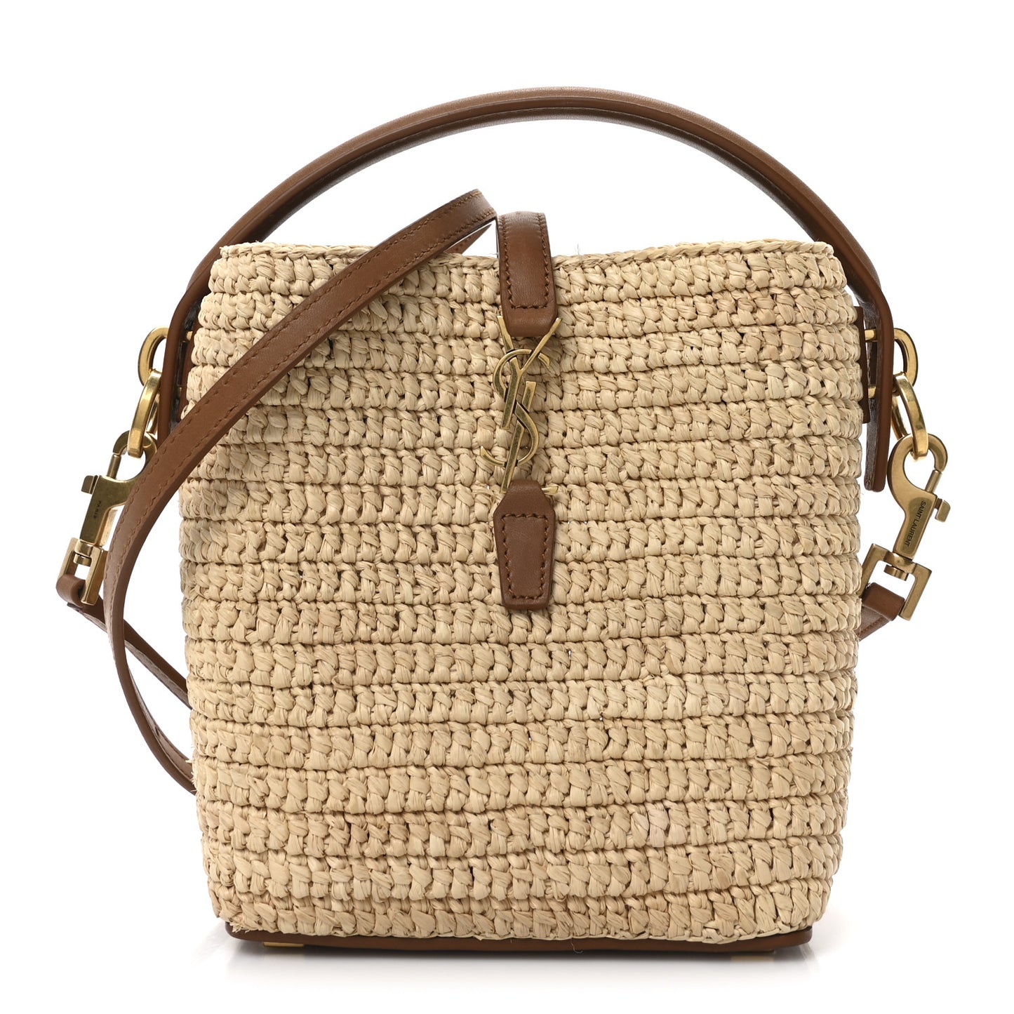 Raffia Vegetable Tanned Calfskin Le 37 Mini Bucket Bag Natural Brick