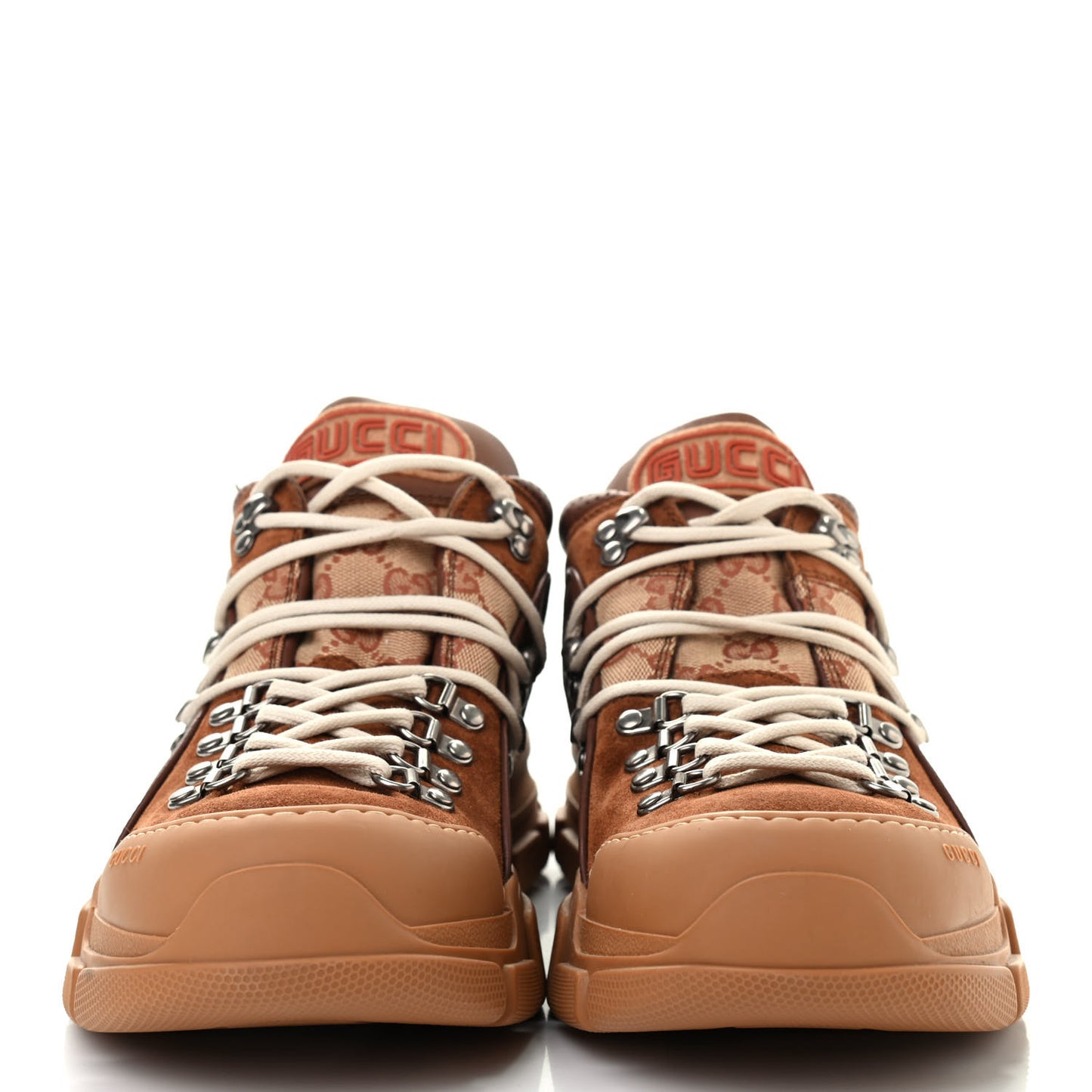X SEGA Suede Calfskin GG Monogram Mens Flashtrek Sneakers 9 New Cuir Beige Ruggine
