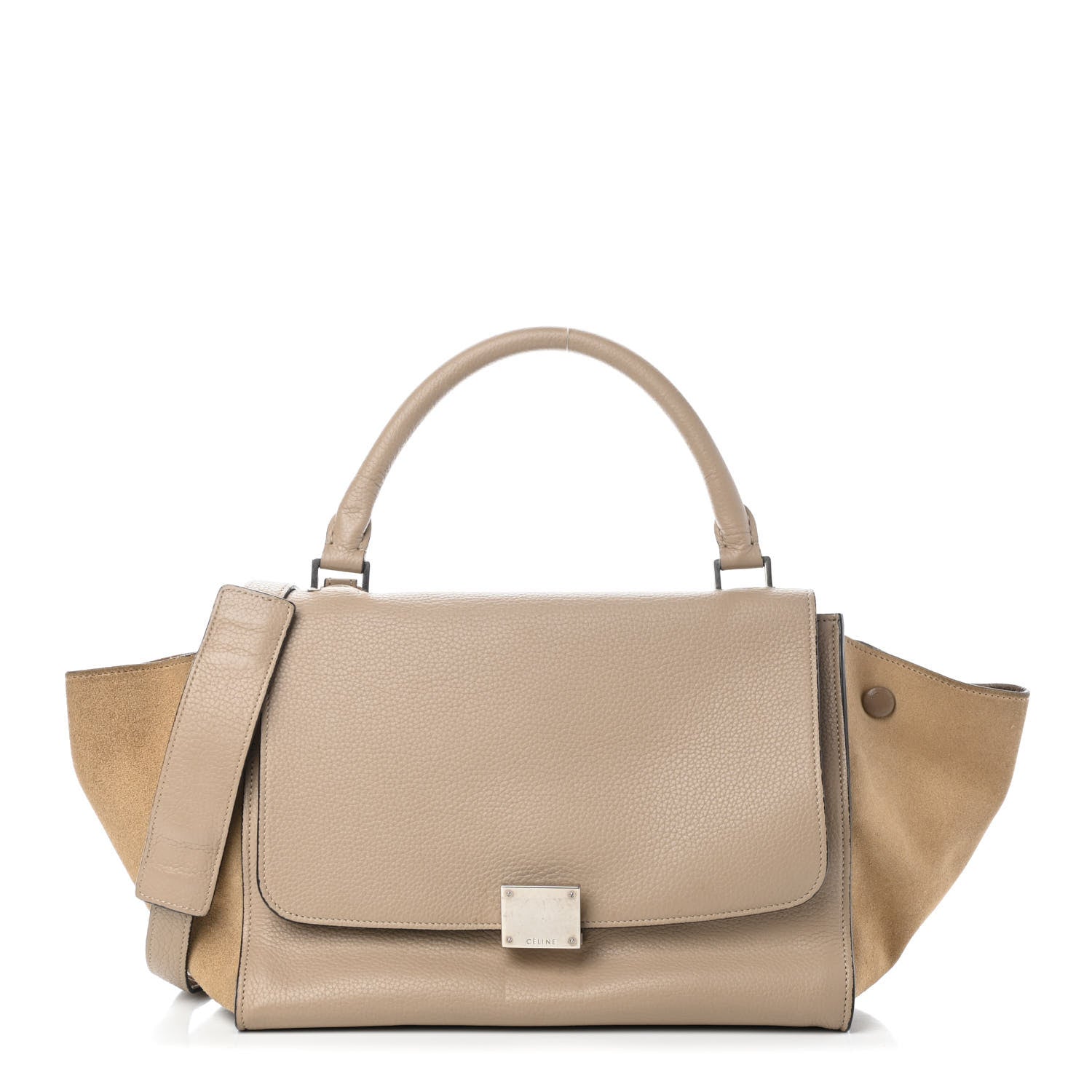 Celine Drummed Calfskin Suede Small Trapeze Dune 1 of 4