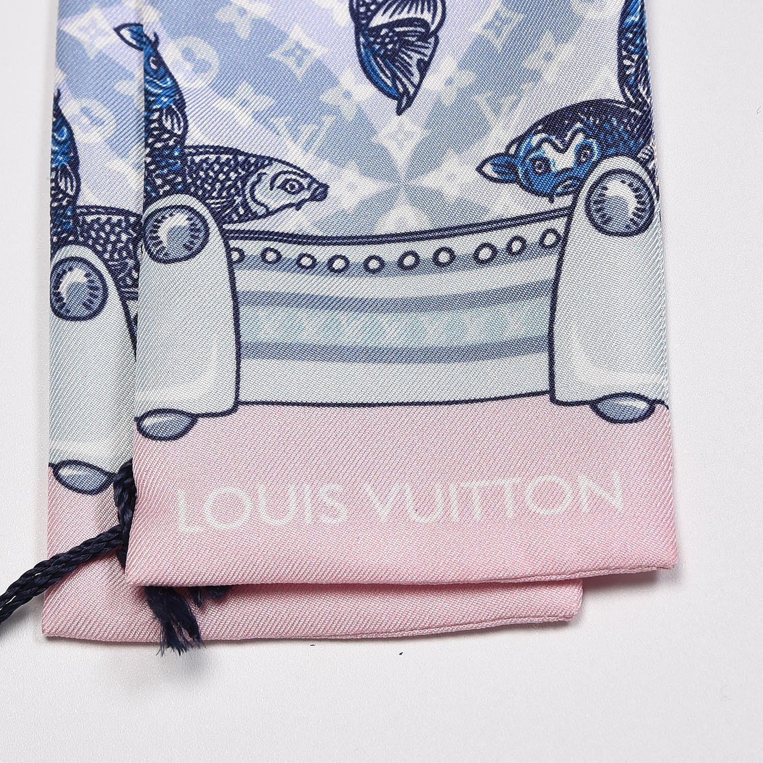 Louis Vuitton Silk Monogram Koi Fish Animalle Bandeau Blue 3 of 5
