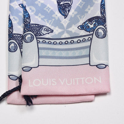 Louis Vuitton Silk Monogram Koi Fish Animalle Bandeau Blue 3 of 5