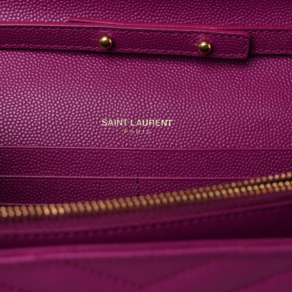 Grain De Poudre Matelasse Chevron Monogram Chain Wallet Dark Grape