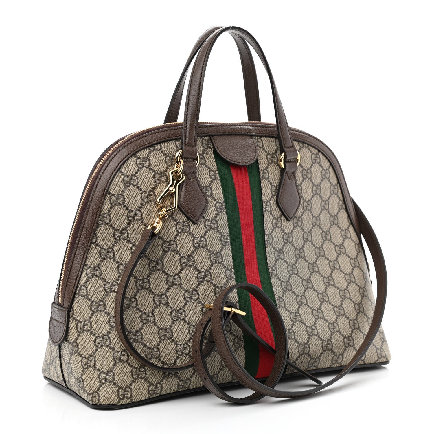 Gucci GG Supreme Monogram Web Medium Ophidia Top Handle Dome Bag Brown 3 of 10