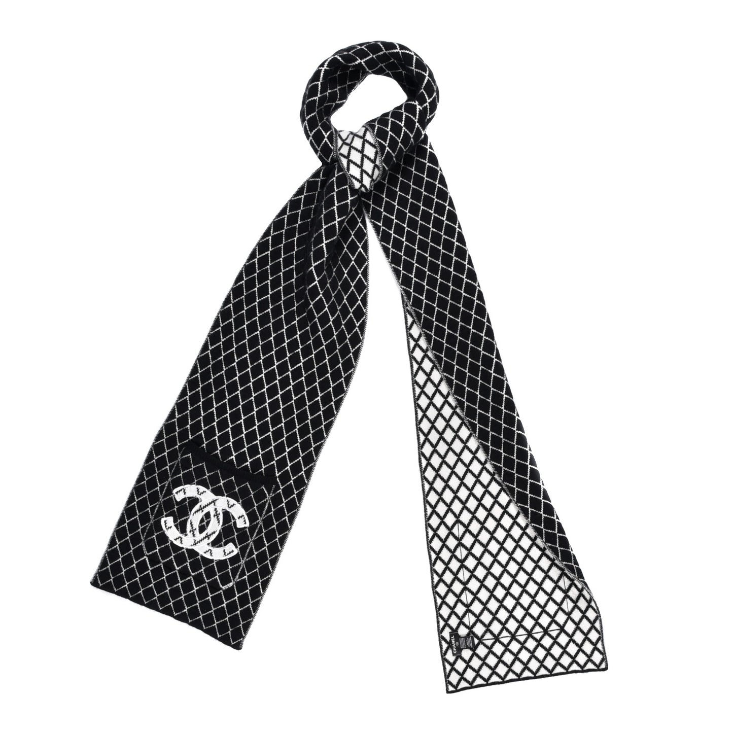 Cashmere CC Pocket Scarf Black White