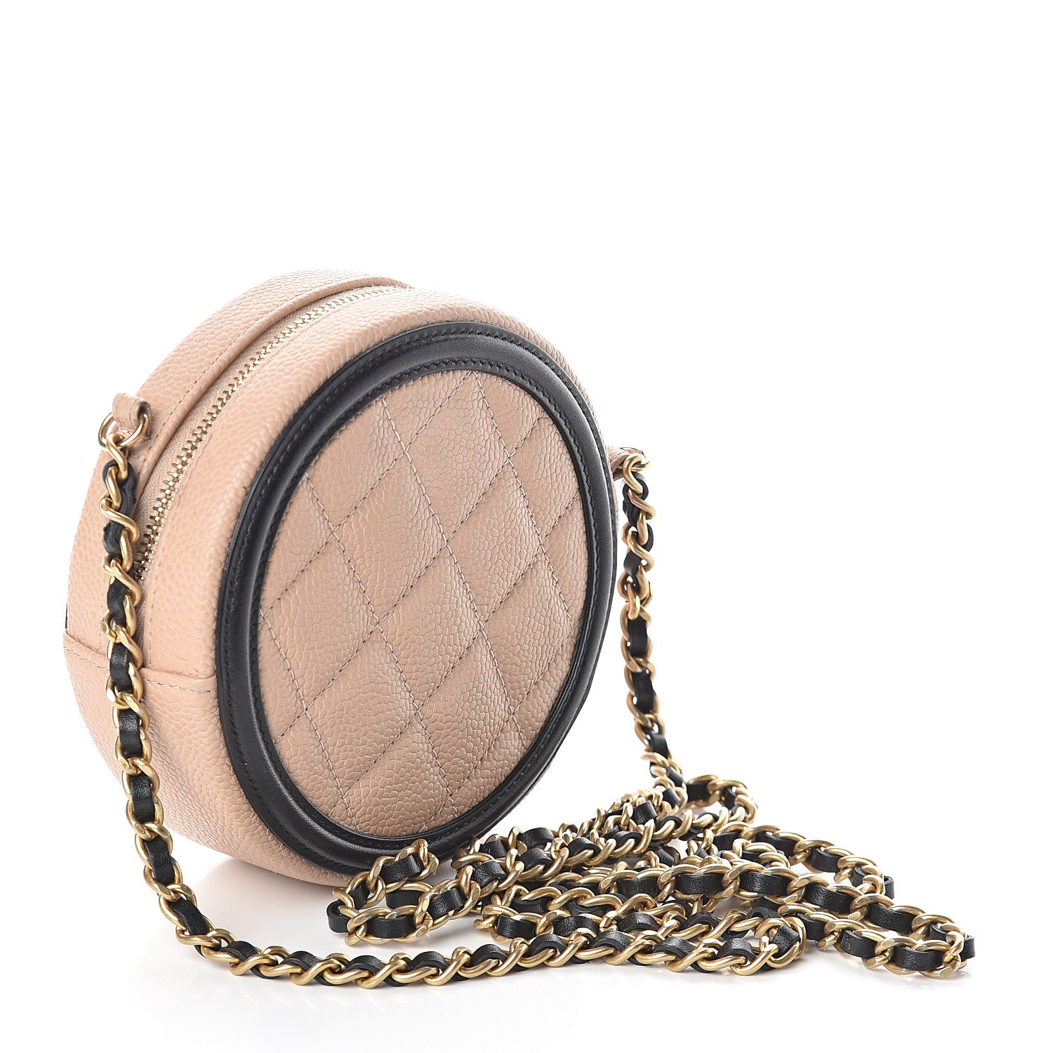 Chanel Caviar Quilted Round Filigree Crossbody Beige Black 2 of 8
