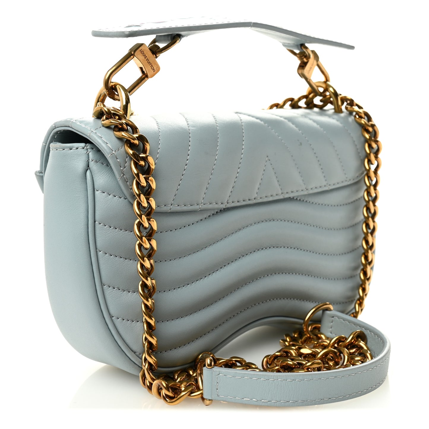 Calfskin New Wave Chain PM Porcelain Blue