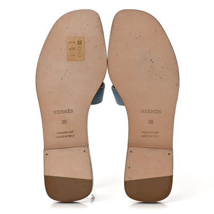 Hermes Denim Canvas Oran Sandals 36 Bleu Clair 5 of 9