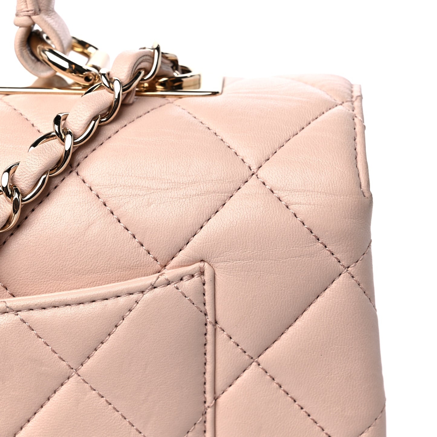 Lambskin Quilted Medium Trendy CC Flap Dual Handle Bag Beige