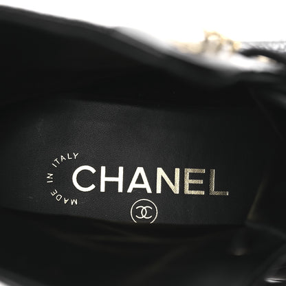 Chanel Shiny Goatskin Cap Toe Combat Boots 39.5 Black 9 of 11