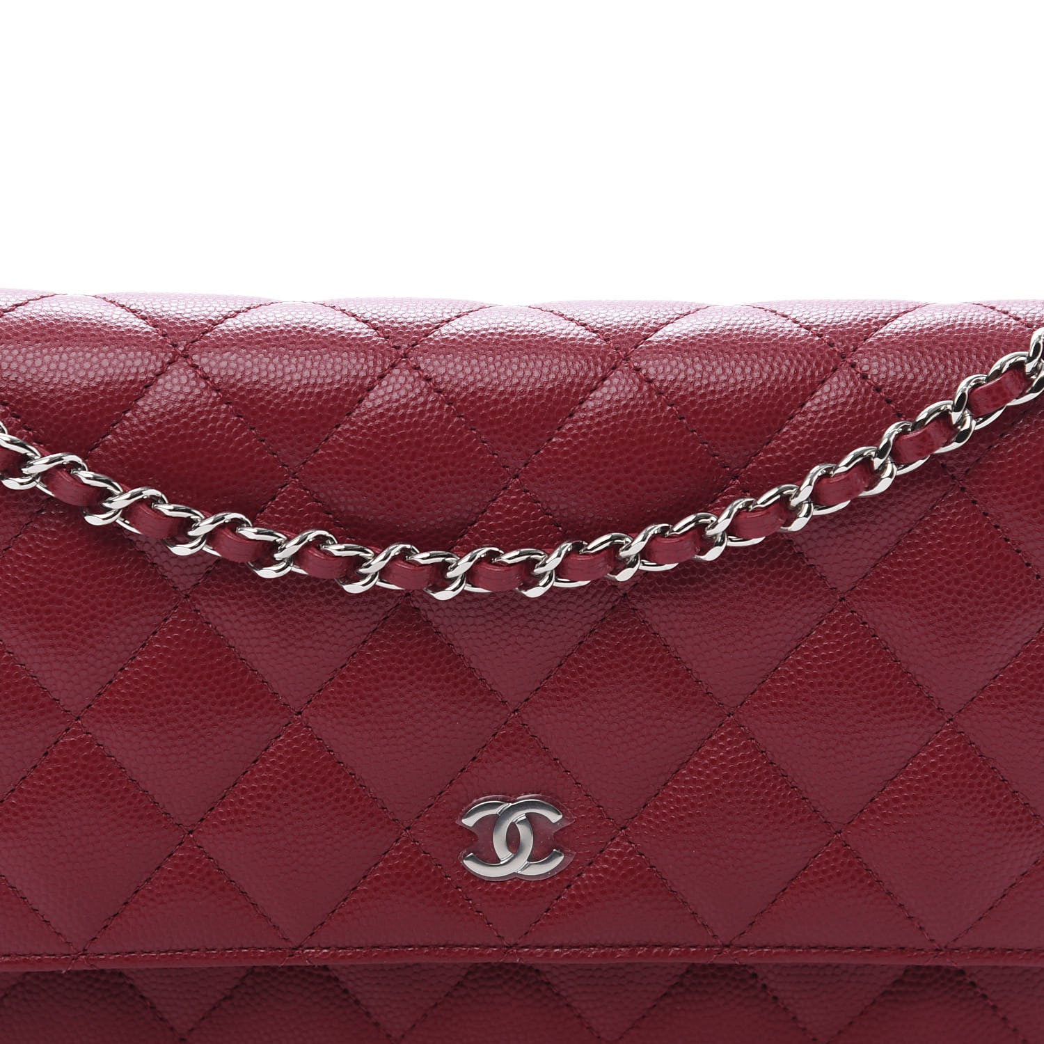 Chanel Caviar Quilted Wallet On Chain WOC Dark Red 9 of 10