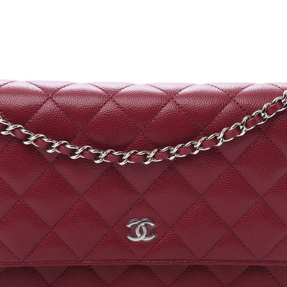 Chanel Caviar Quilted Wallet On Chain WOC Dark Red 9 of 10