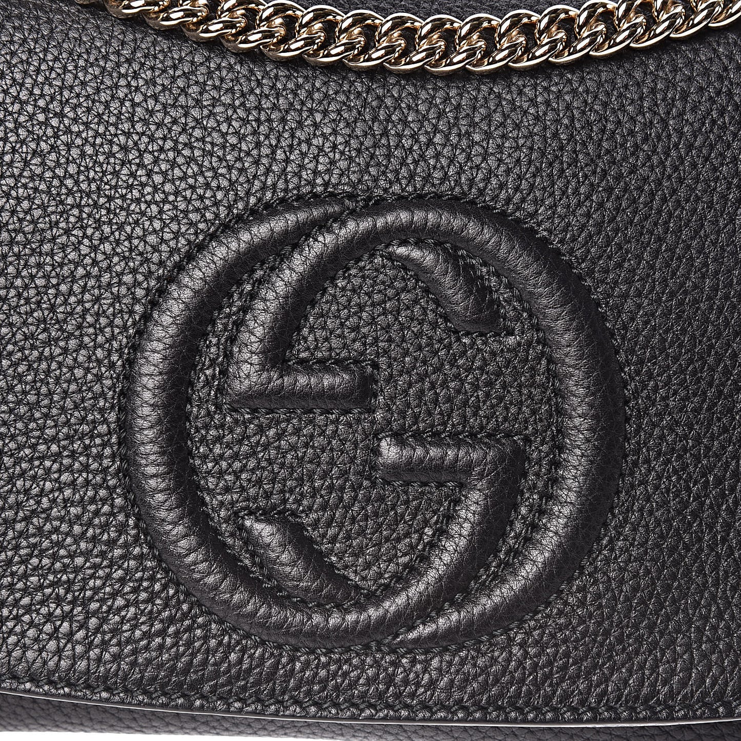 Pebbled Calfskin Medium Soho Flap Crossbody Black