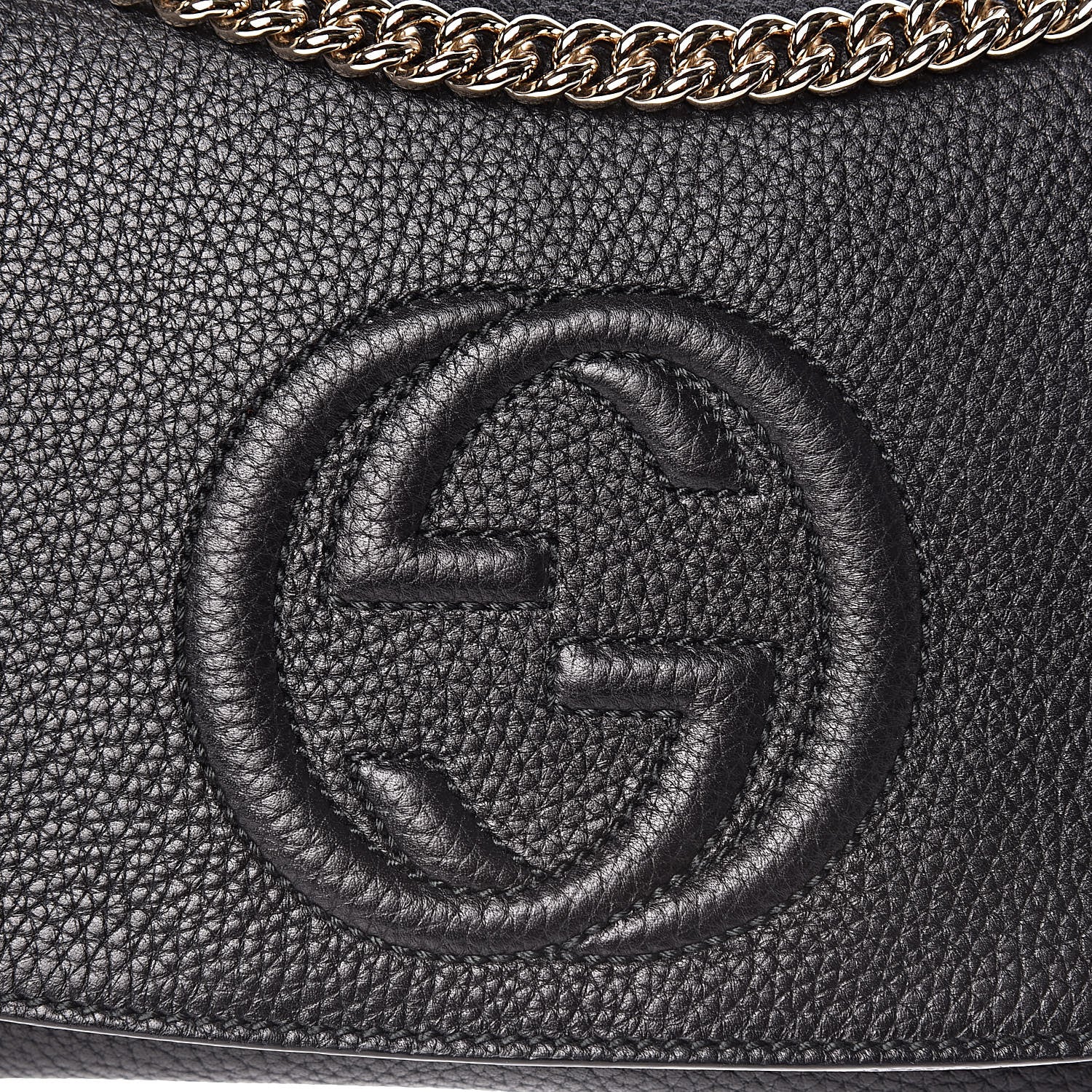 Gucci Pebbled Calfskin Medium Soho Flap Crossbody Black 8 of 12