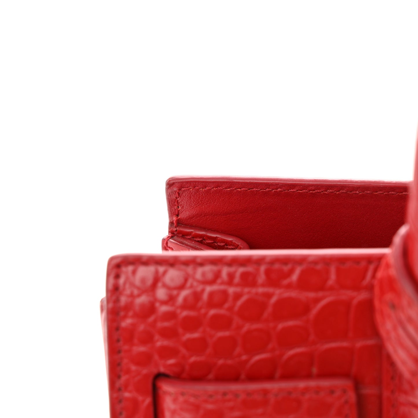 Calfskin Crocodile Embossed Nano Sac De Jour Red