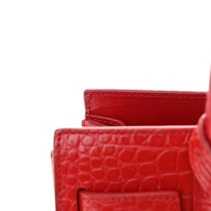Saint Laurent Calfskin Crocodile Embossed Nano Sac De Jour Red 12 of 13