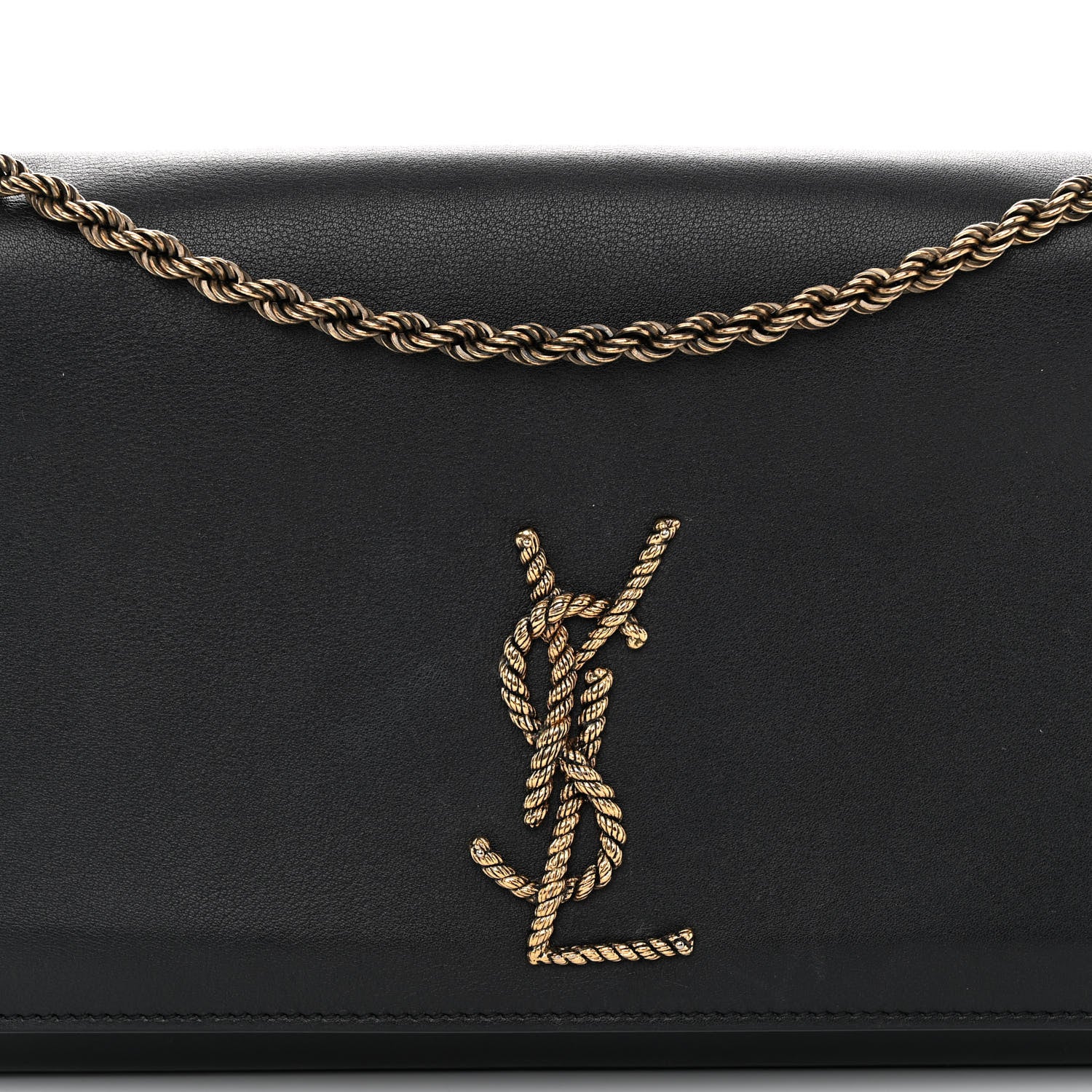 Saint Laurent Smooth Calfskin Medium Braided Monogram Kate Satchel Black 8 of 11