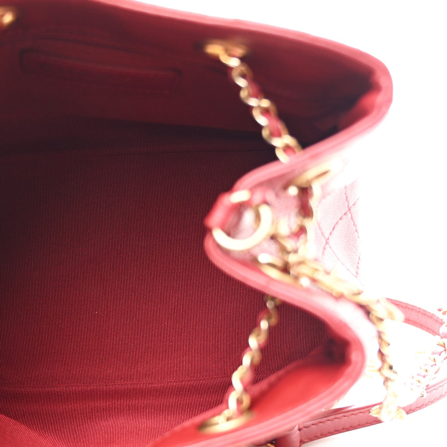 Chanel Calfskin Stitched Small Egyptian Amulet Drawstring Bag Red 5 of 10