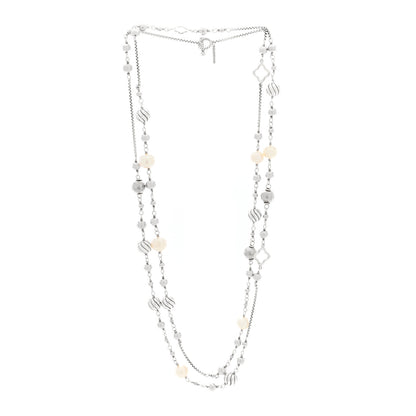 David Yurman Sterling Silver Cultured Pearl Quatrefoil Long Chain Necklace 3 of 4