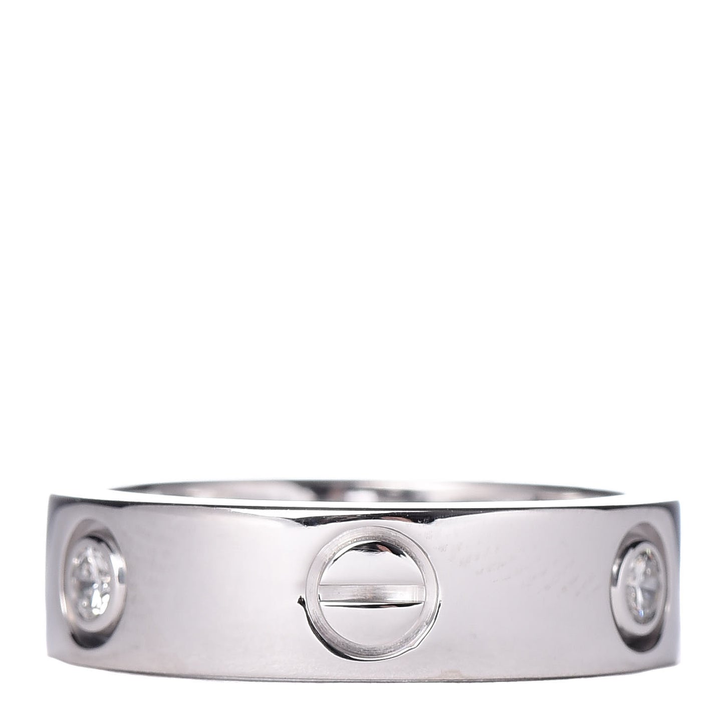 18K White Gold 3 Diamond 5.5mm LOVE Ring 53 6.5