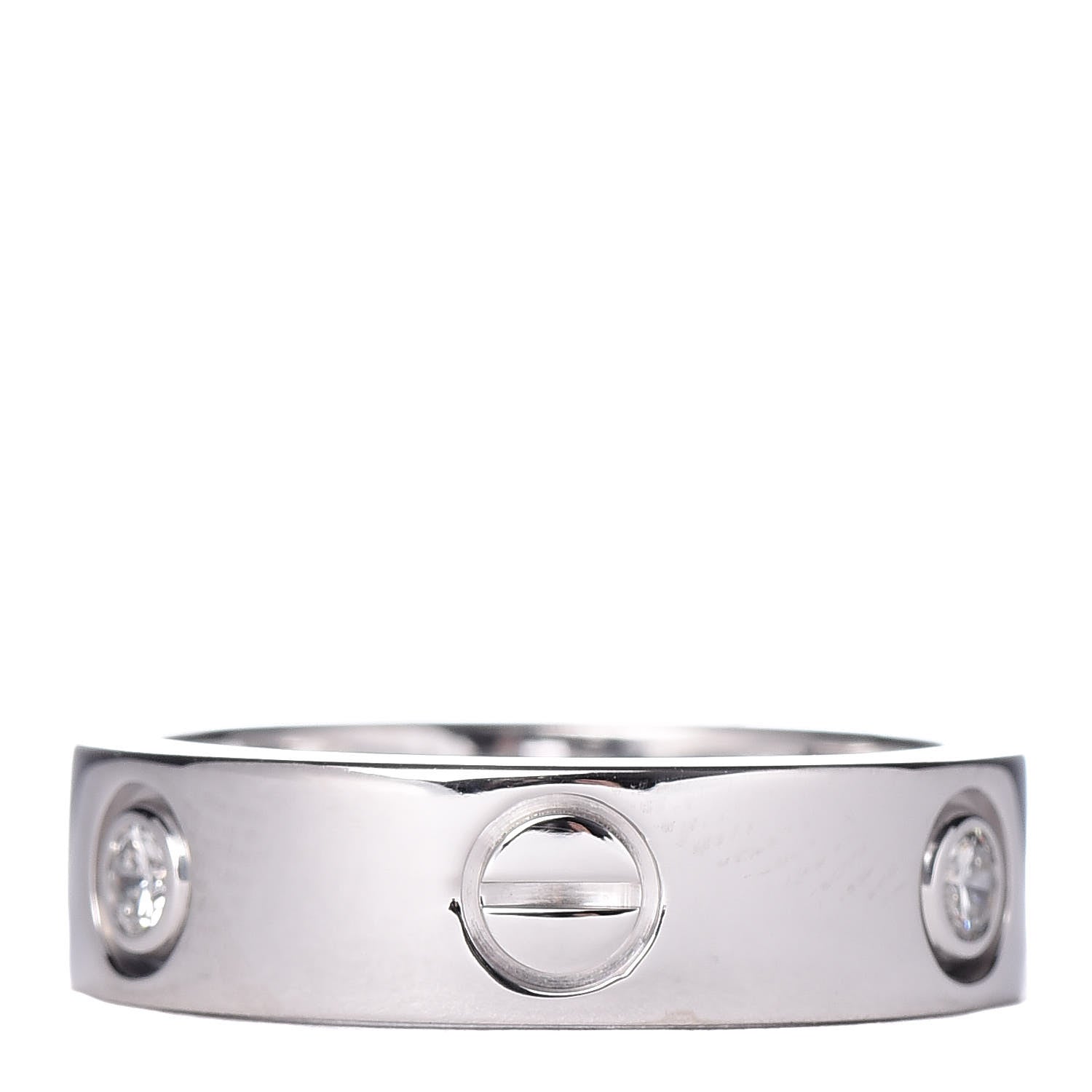 Cartier 18K White Gold 3 Diamond 5.5mm LOVE Ring 53 6.5 3 of 5
