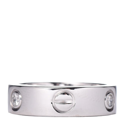 Cartier 18K White Gold 3 Diamond 5.5mm LOVE Ring 53 6.5 3 of 5