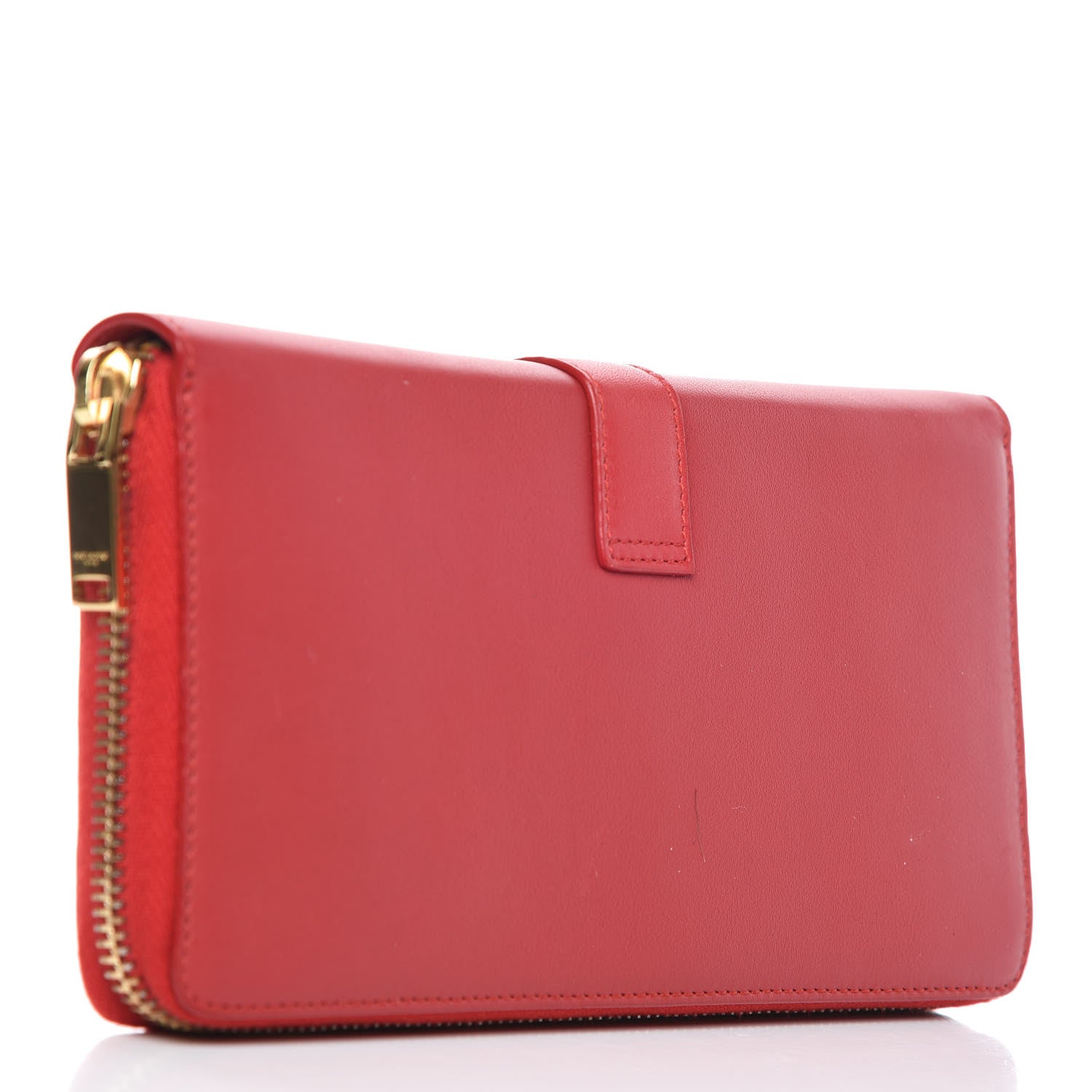 Saint Laurent Calfskin Monogram Zip Around Wallet Red 3 of 8