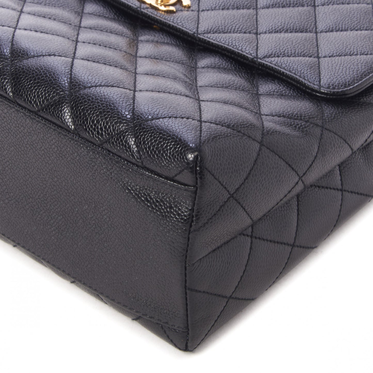 Caviar Quilted Jumbo Kelly Flap Black