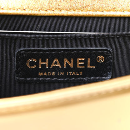 Chanel Metallic Patent Calfskin Quilted Small Boy Flap Gold 6 of 10