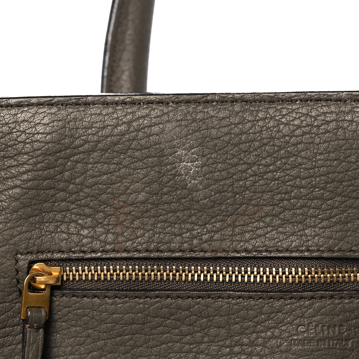 Celine Crisped Calfskin Small Tie Knot Tote Dark Khaki 20 of 39