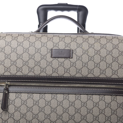Gucci GG Supreme Monogram Selleria Calfskin Four Wheel Carry On Suitcase Beige Ebony Cocoa 7 of 11