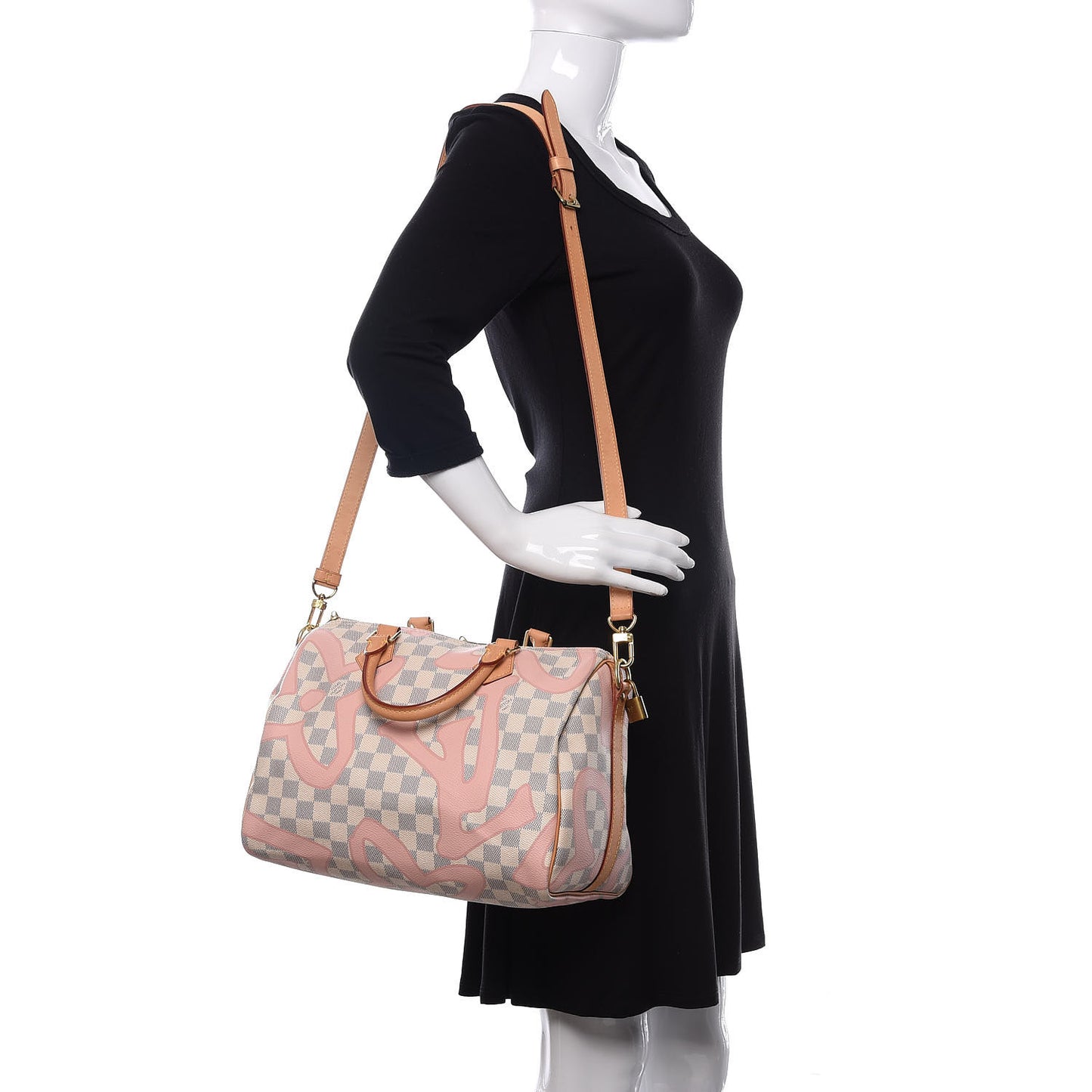 Damier Azur Tahitienne Speedy Bandouliere 30 Rose Ballerine