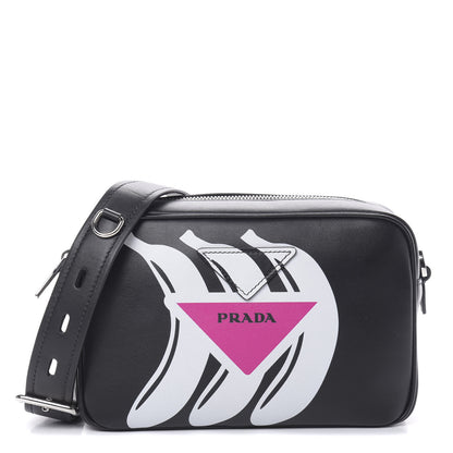 Prada City Calf Banana Print Camera Bag Black Fuchsia 1 of 9