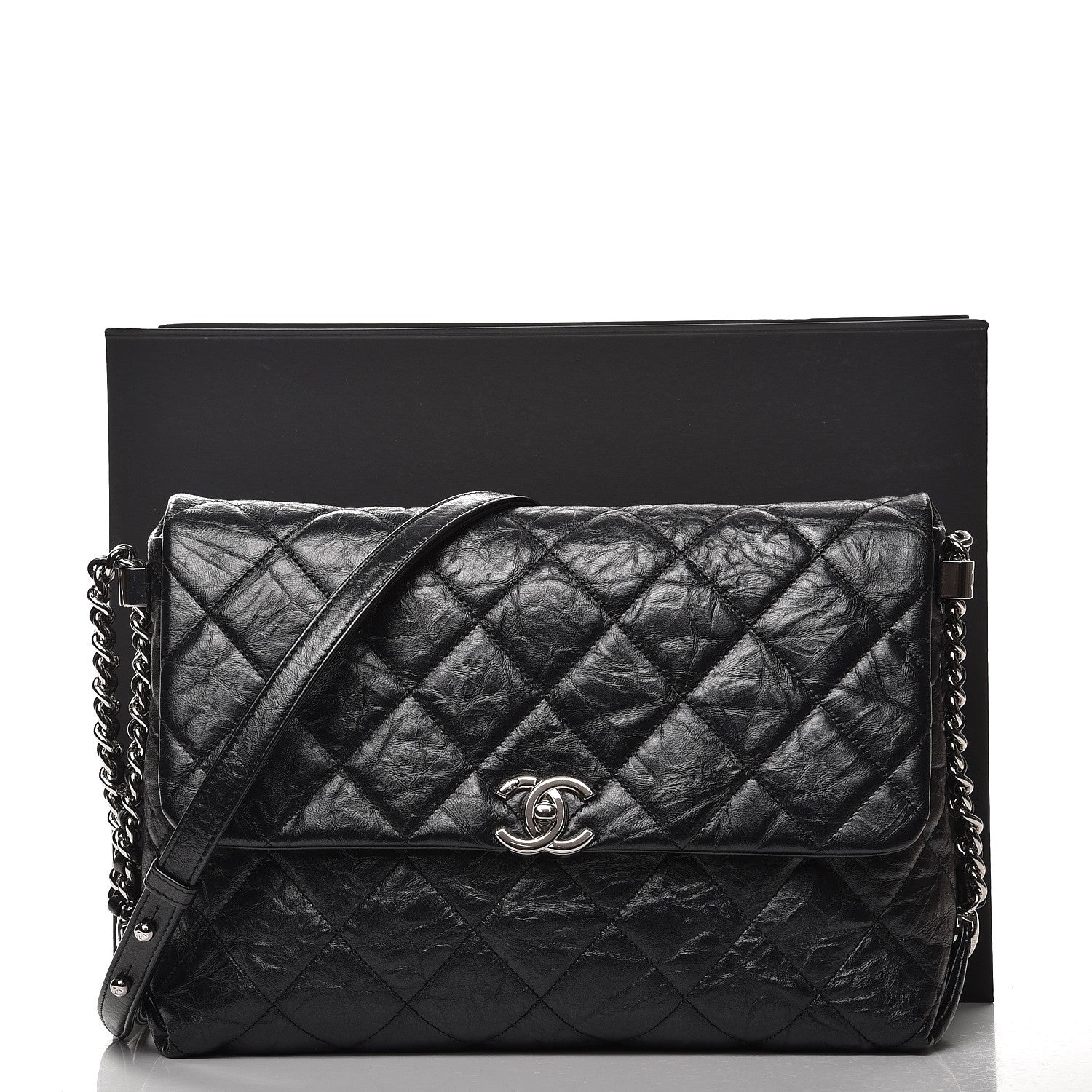 Chanel Crackled Aged Calfskin Big Bang Flap Black 8 of 8